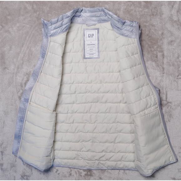 GAP Gray White Camouflage Camo Cold Control Full Zip Puffer Vest Mens Size L - Picture 3 of 10
